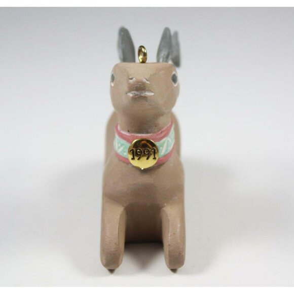 Hallmark KS Folk Art Reindeer Ornament 1991 Hand-Carved Wood & Brass - Picture 3 of 7